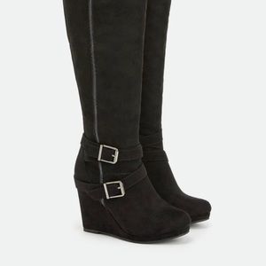 JustFab Barbie Boots sz10 wide calf black NEW!